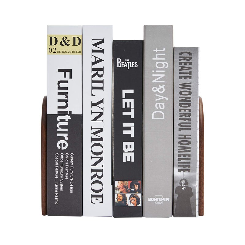 Pandapark Wood Bookends Non-Skid Bookend for Shelves Heavy Duty Bookends Book Stand for Books/CDs 1 Pair - Image 4